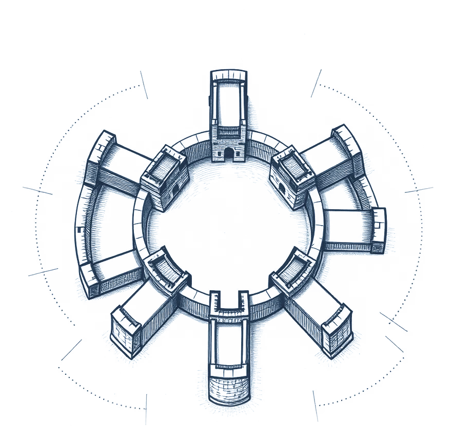 Plan de citadelle à la plume, encre et lavis